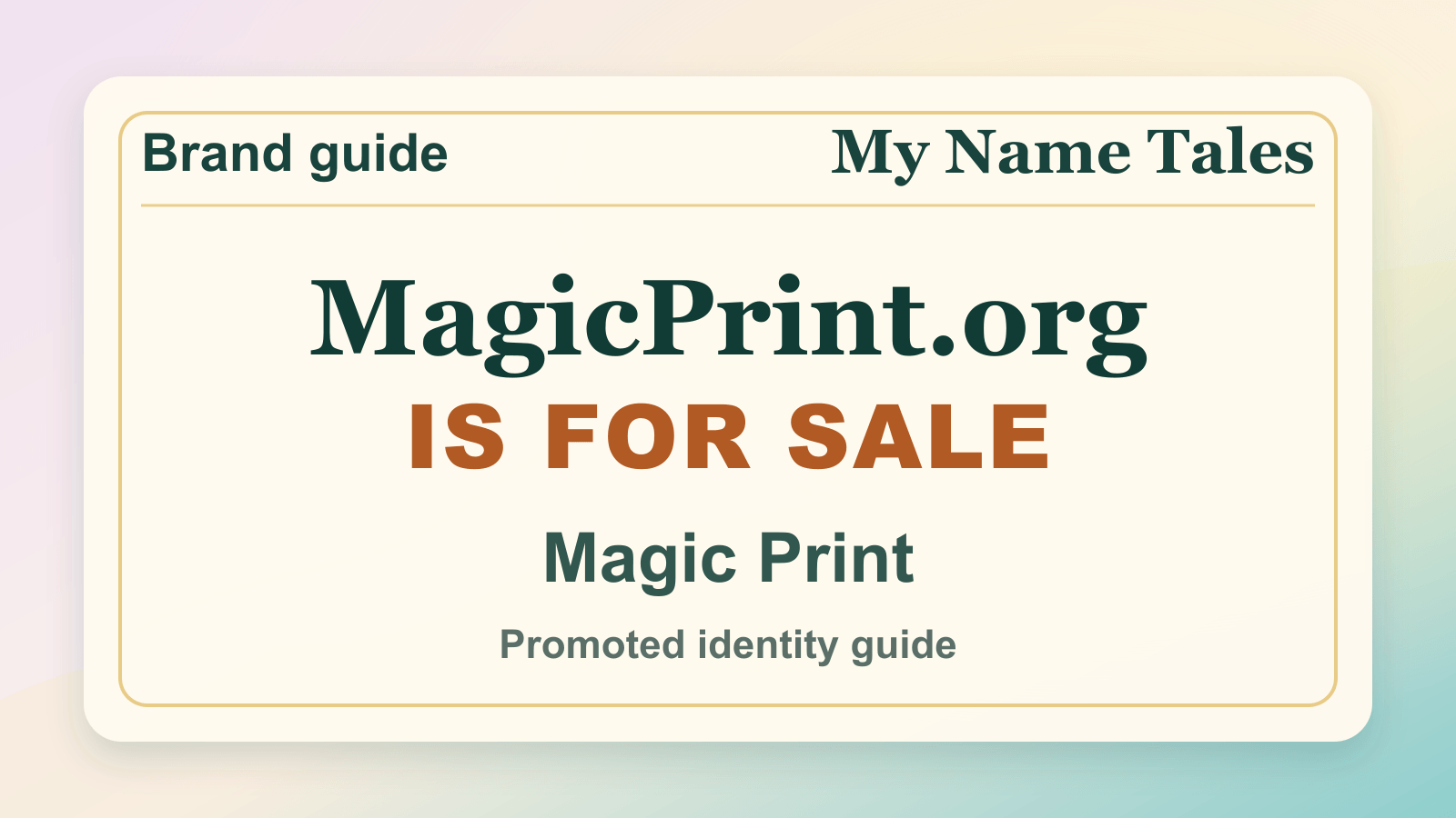 Magic Print identity guide image — MagicPrint.org is for sale