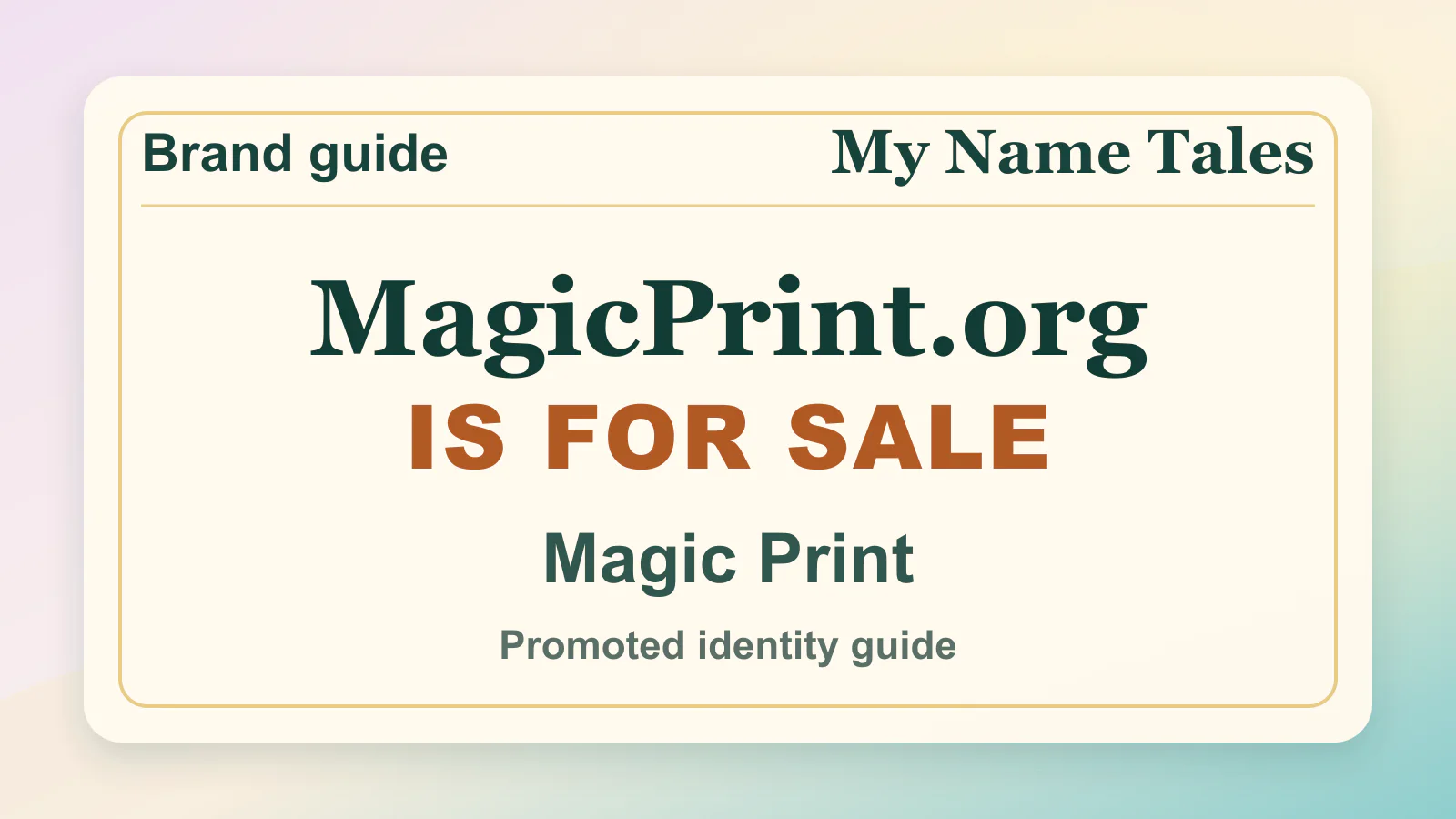 Magic Print brandable domain guide thumbnail on My Name Tales