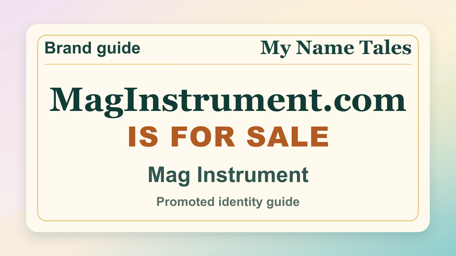 Mag Instrument identity guide image — MagInstrument.com is for sale