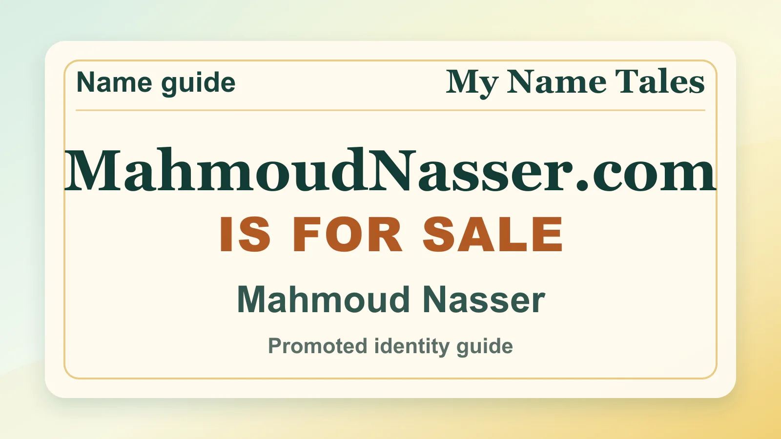 Mahmoud Nasser personal name guide thumbnail on My Name Tales