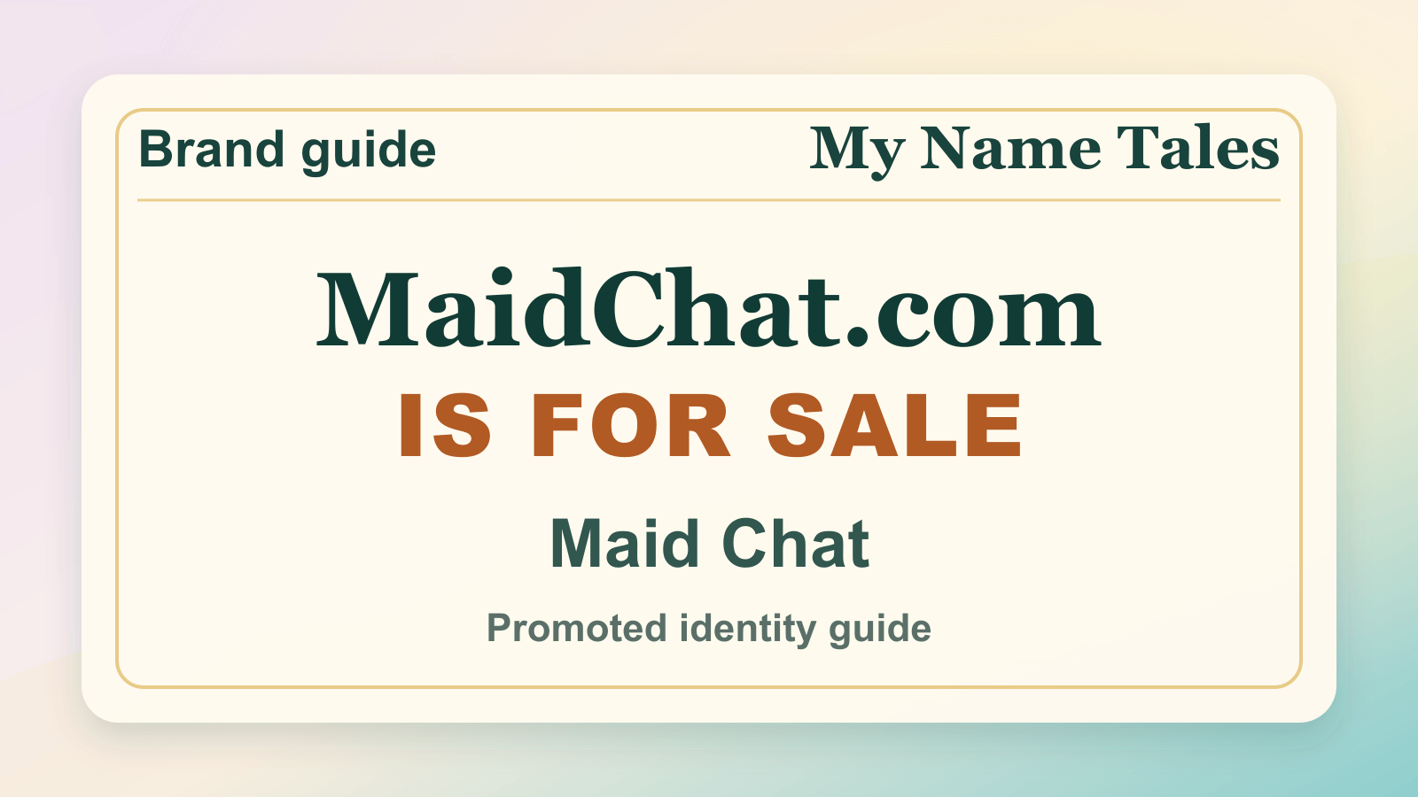 Maid Chat identity guide image — MaidChat.com is for sale