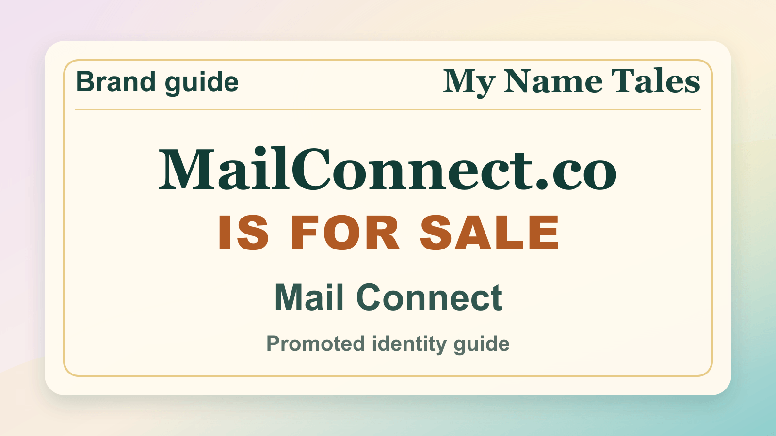 Mail Connect identity guide image — MailConnect.co is for sale
