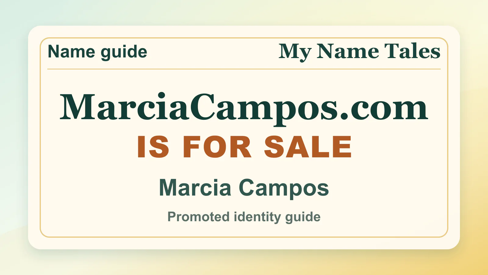 Marcia Campos personal name guide thumbnail on My Name Tales