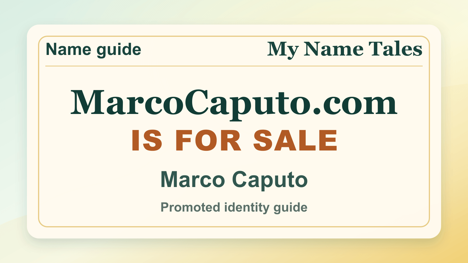 Marco Caputo identity guide image — MarcoCaputo.com is for sale