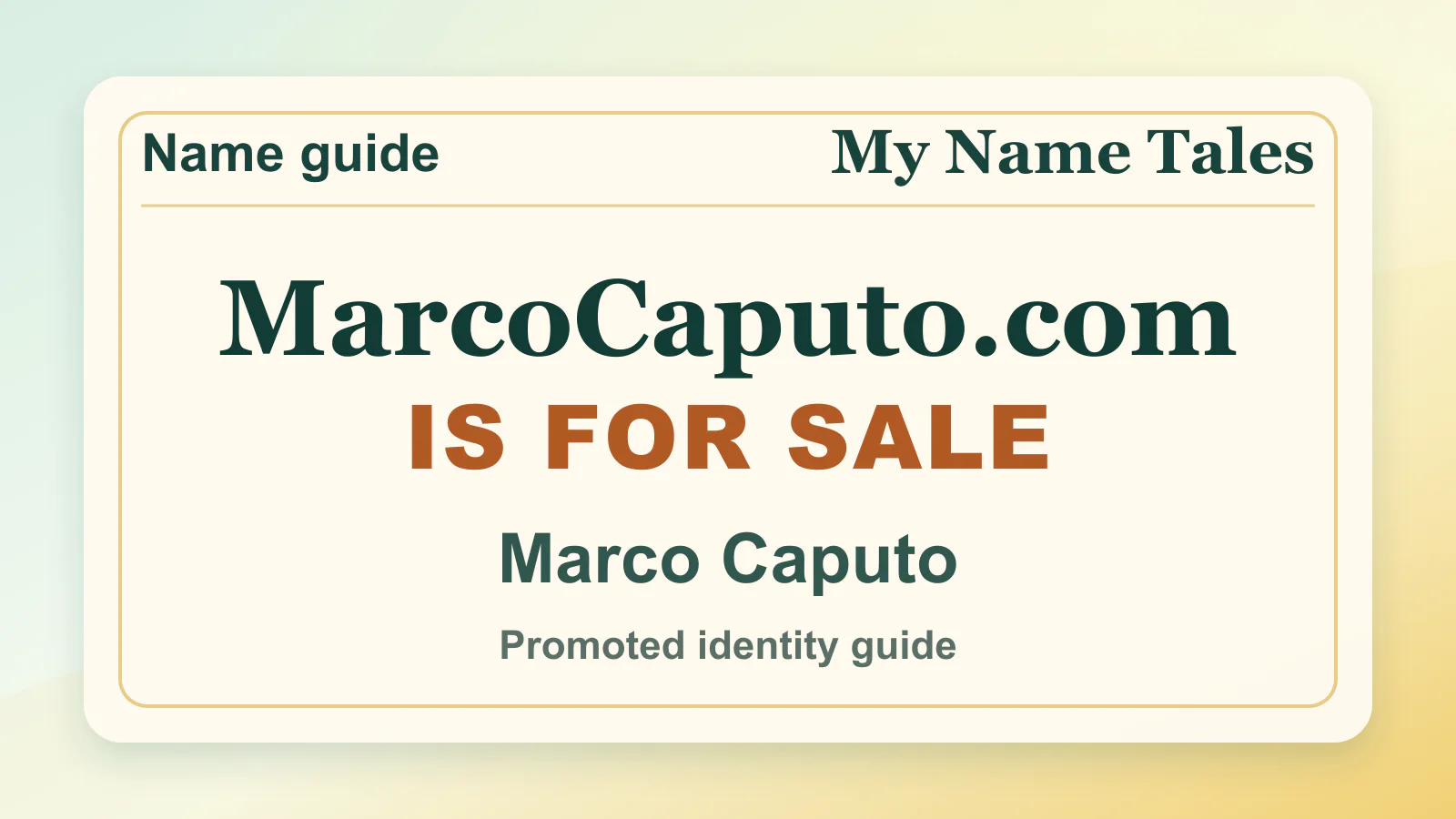 Marco Caputo personal name guide thumbnail on My Name Tales