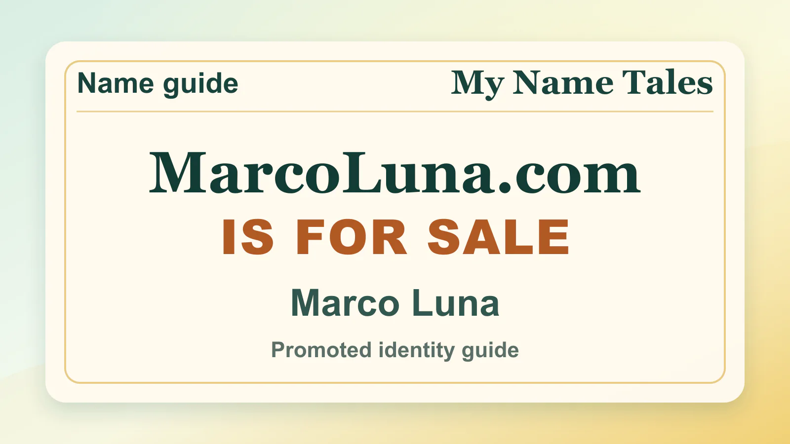 Marco Luna personal name guide thumbnail on My Name Tales