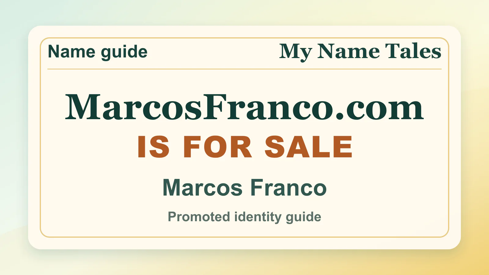Marcos Franco personal name guide thumbnail on My Name Tales