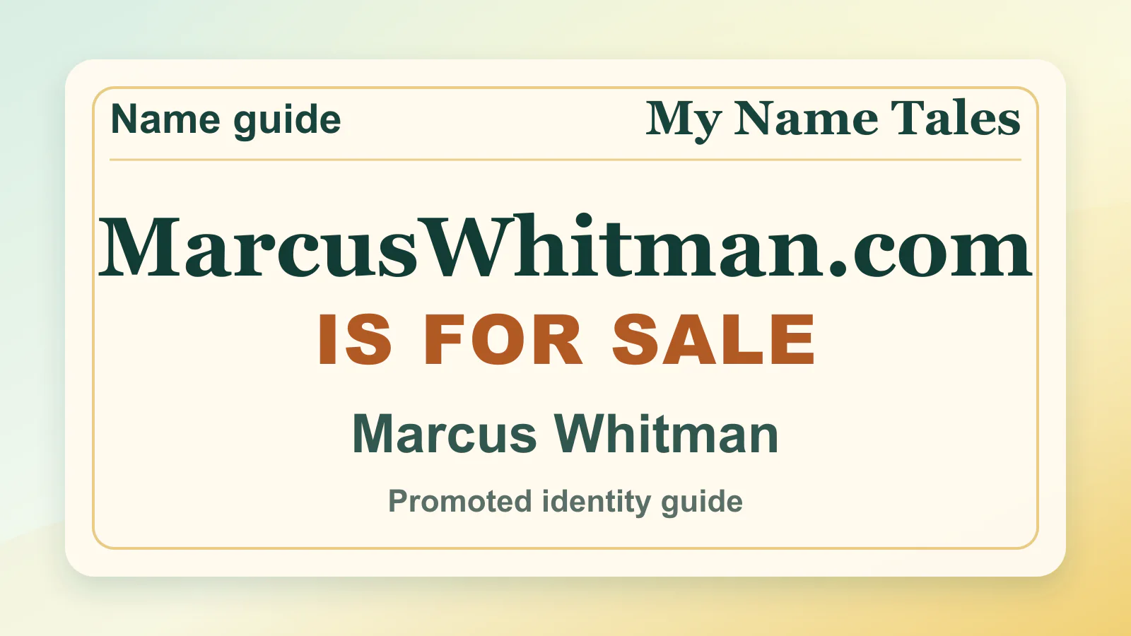 Marcus Whitman personal name guide thumbnail on My Name Tales