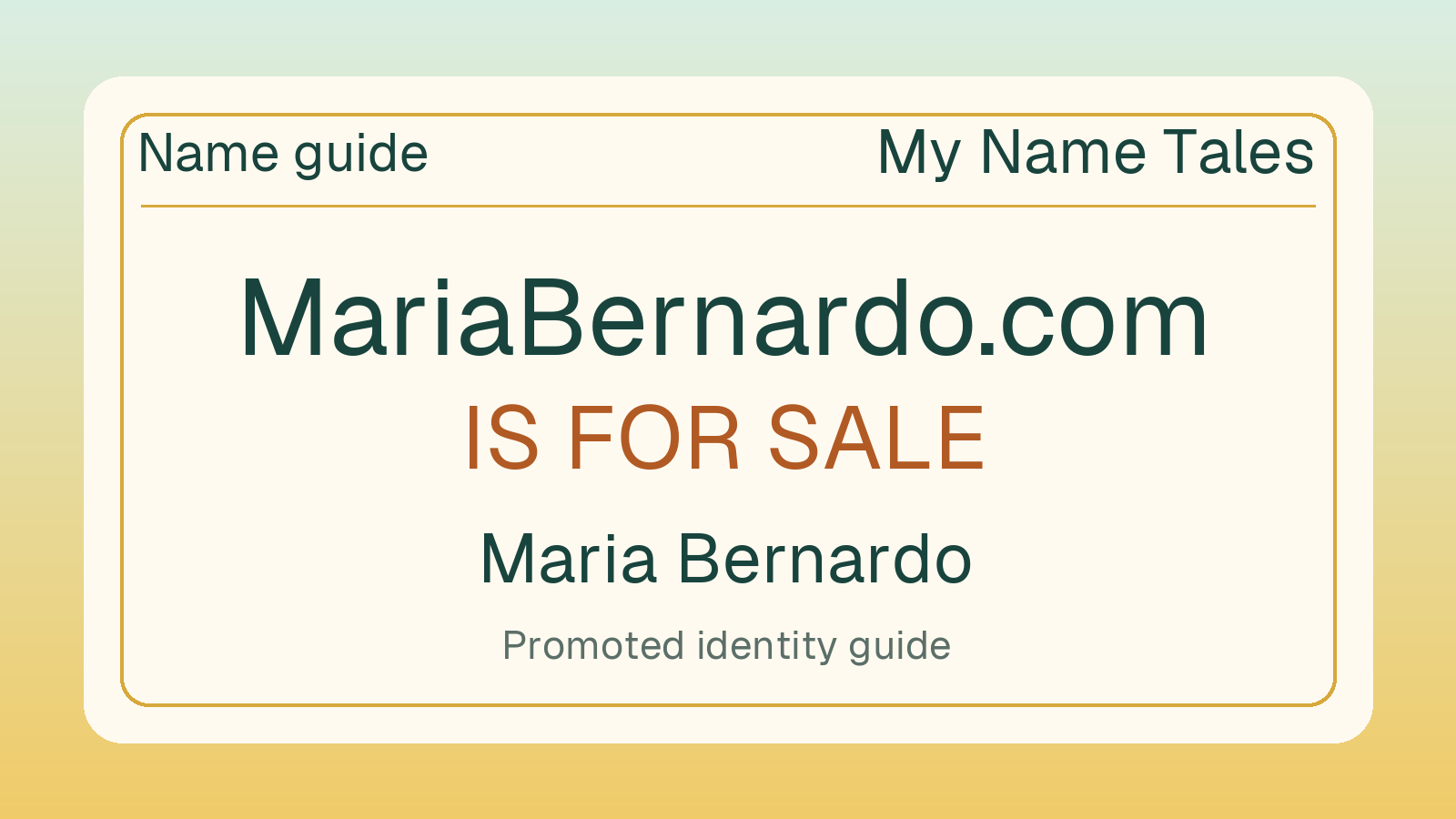 Maria Bernardo name guide — MariaBernardo.com is for sale