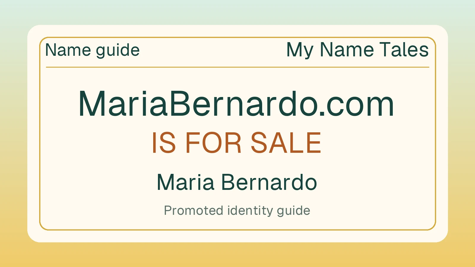 Maria Bernardo name guide — MariaBernardo.com is for sale