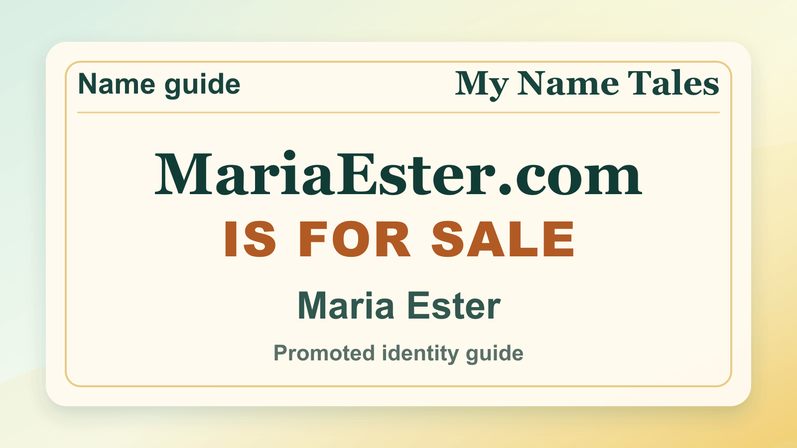 Maria Ester identity guide image — MariaEster.com is for sale
