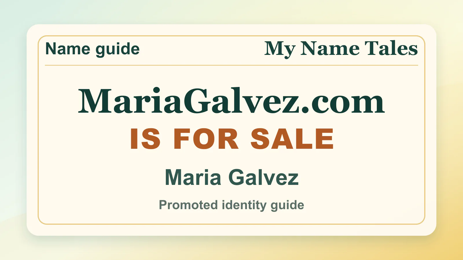 Maria Galvez personal name guide thumbnail on My Name Tales