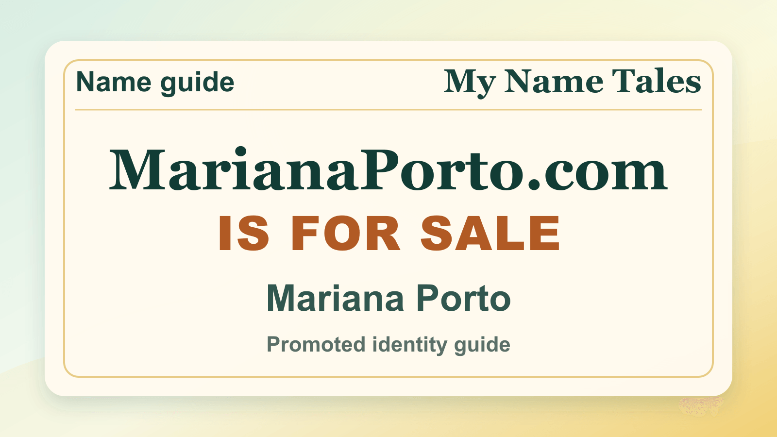Mariana Porto identity guide image — MarianaPorto.com is for sale