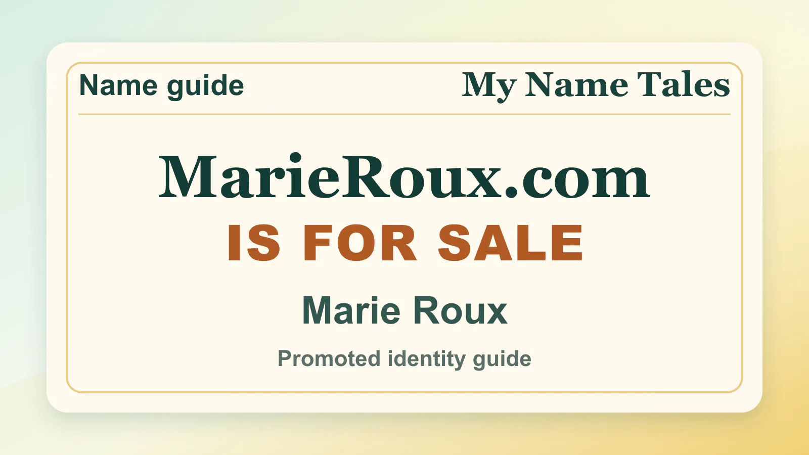 Marie Roux personal name guide thumbnail on My Name Tales