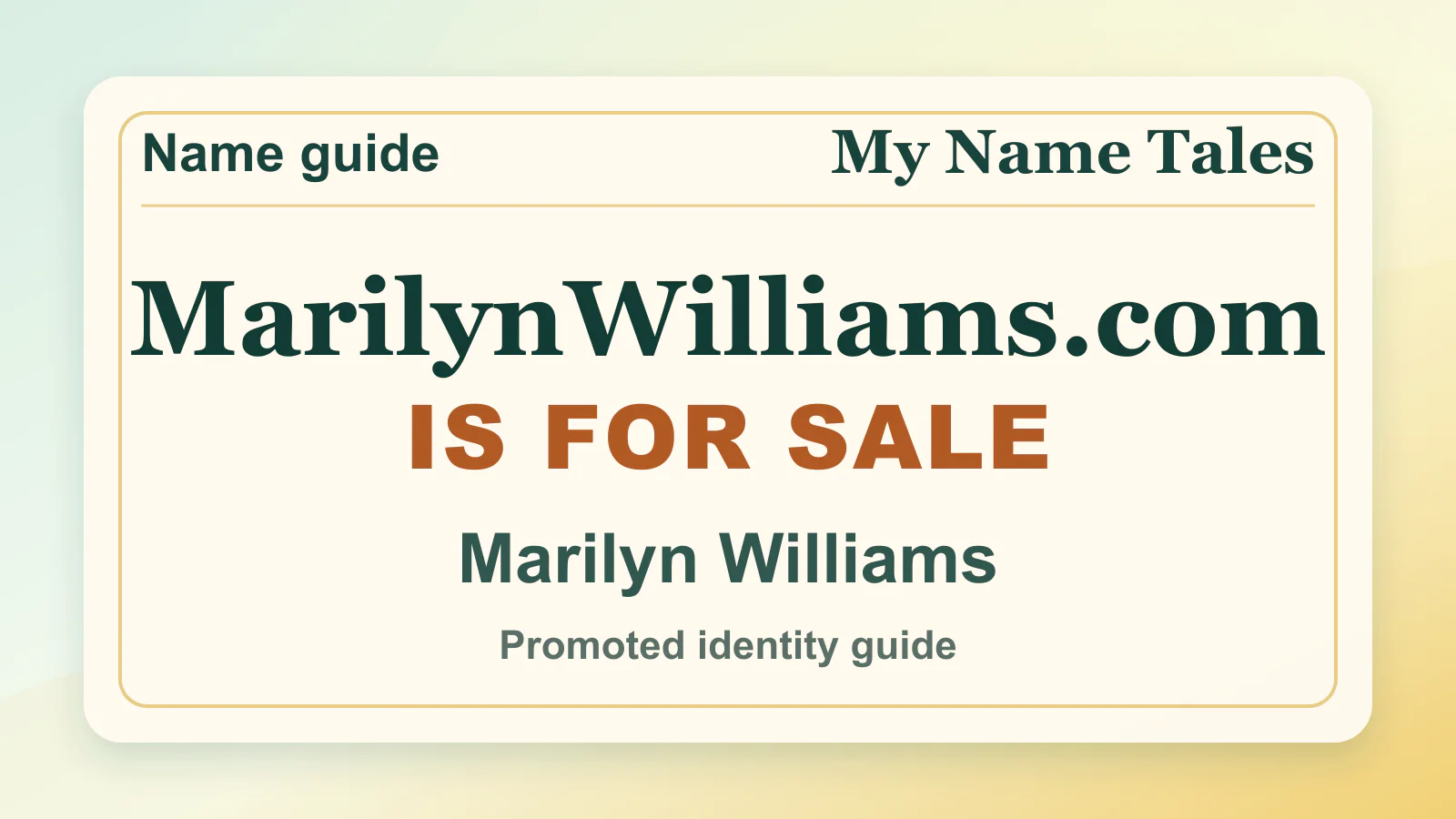 Marilyn Williams personal name guide thumbnail on My Name Tales
