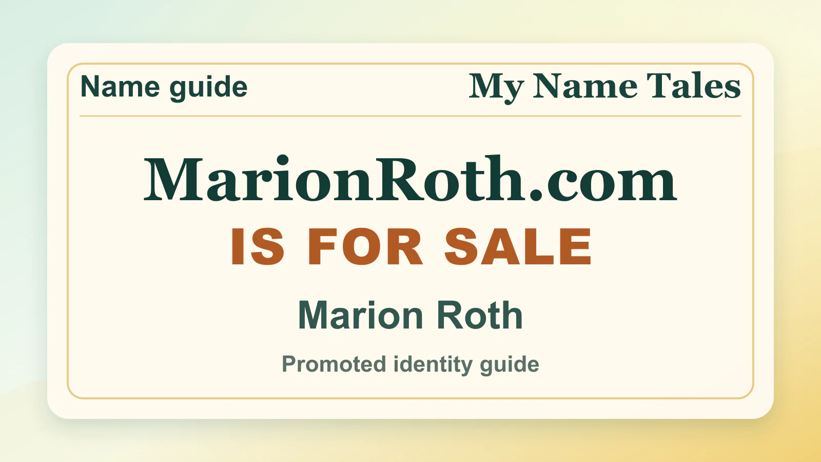 Marion Roth personal name guide thumbnail on My Name Tales