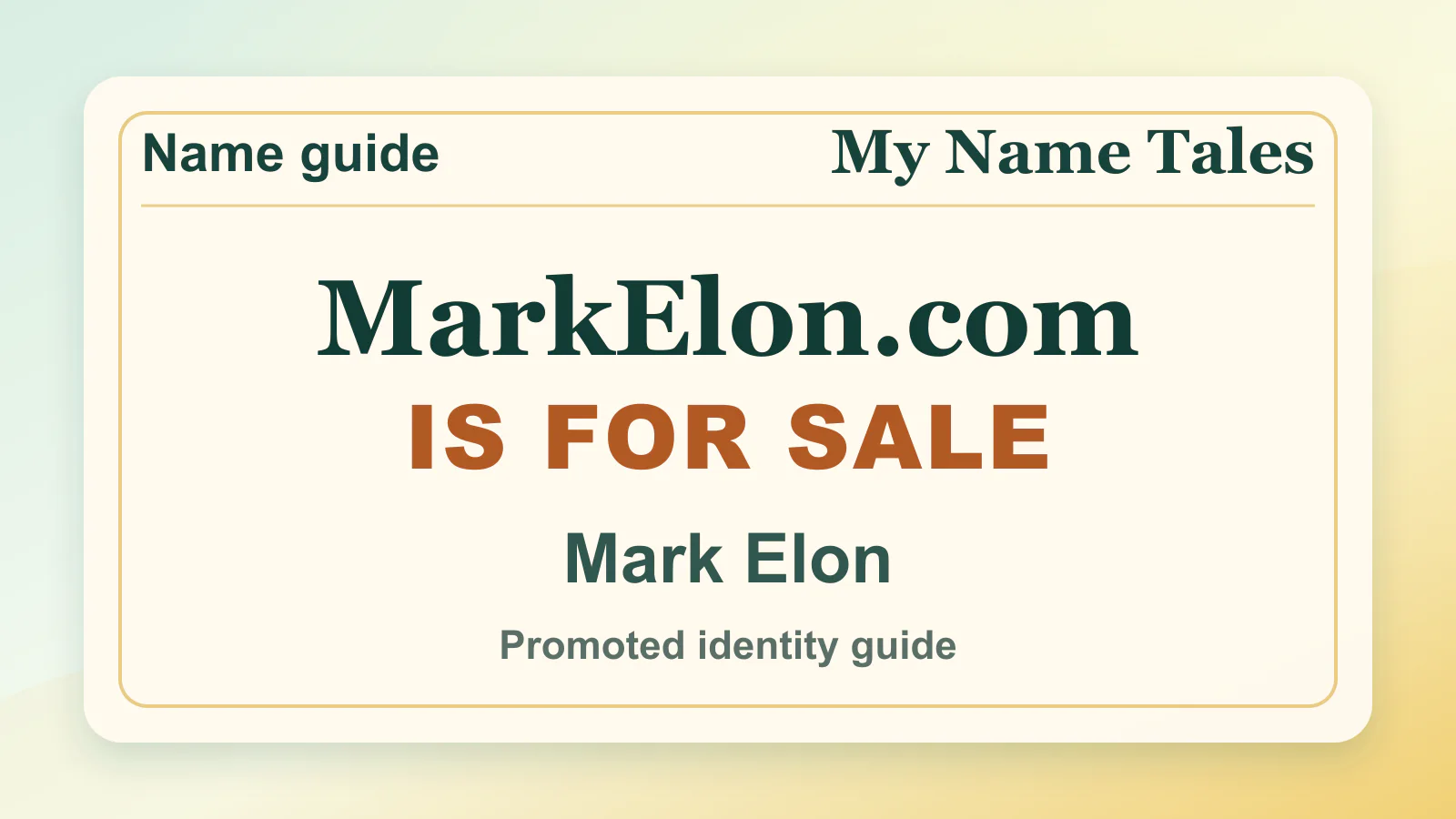 Mark Elon personal name guide thumbnail on My Name Tales