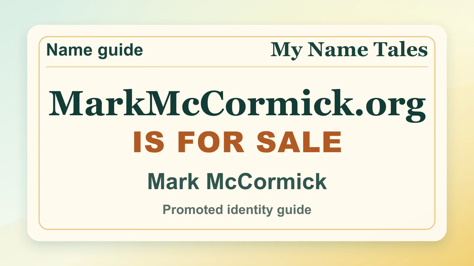 Mark McCormick personal name guide thumbnail on My Name Tales