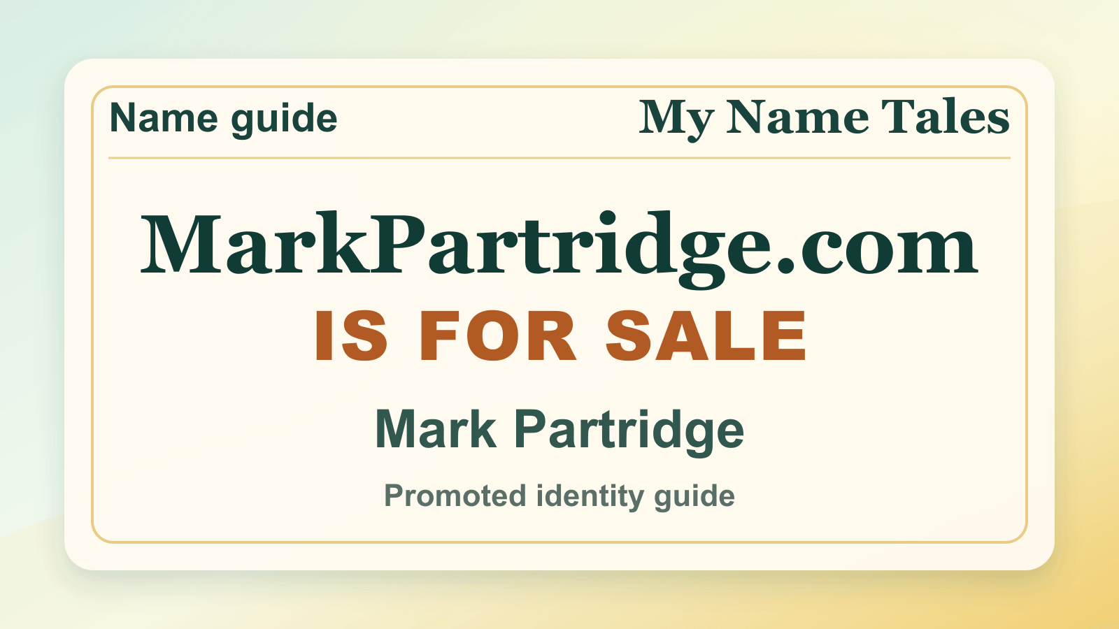 Mark Partridge identity guide image — MarkPartridge.com is for sale