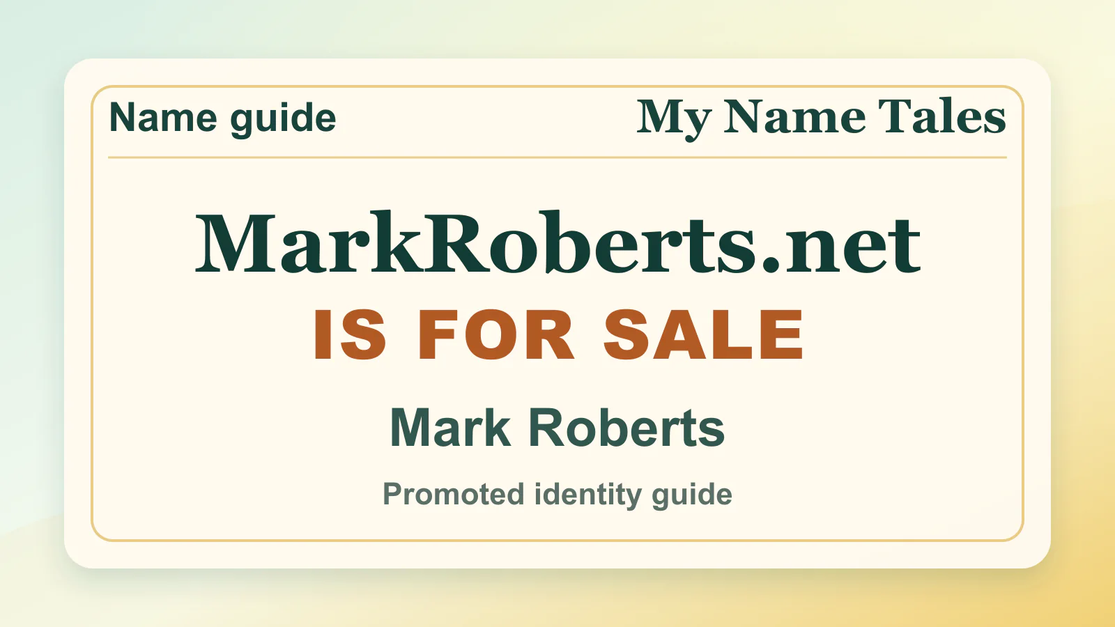 Mark Roberts personal name guide thumbnail on My Name Tales