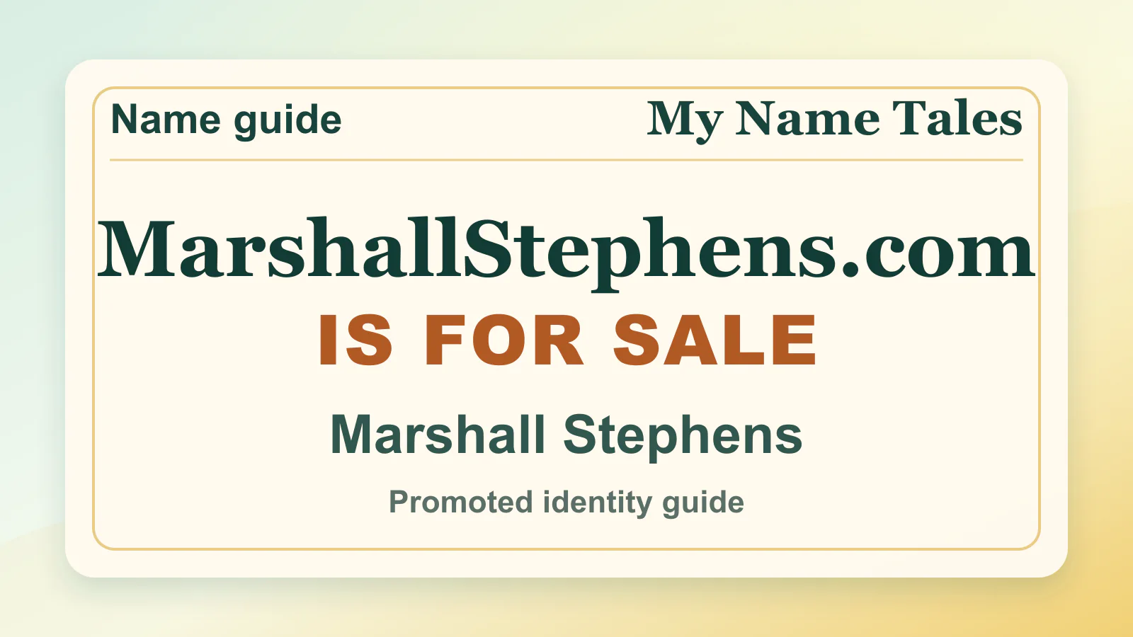 Marshall Stephens personal name guide thumbnail on My Name Tales