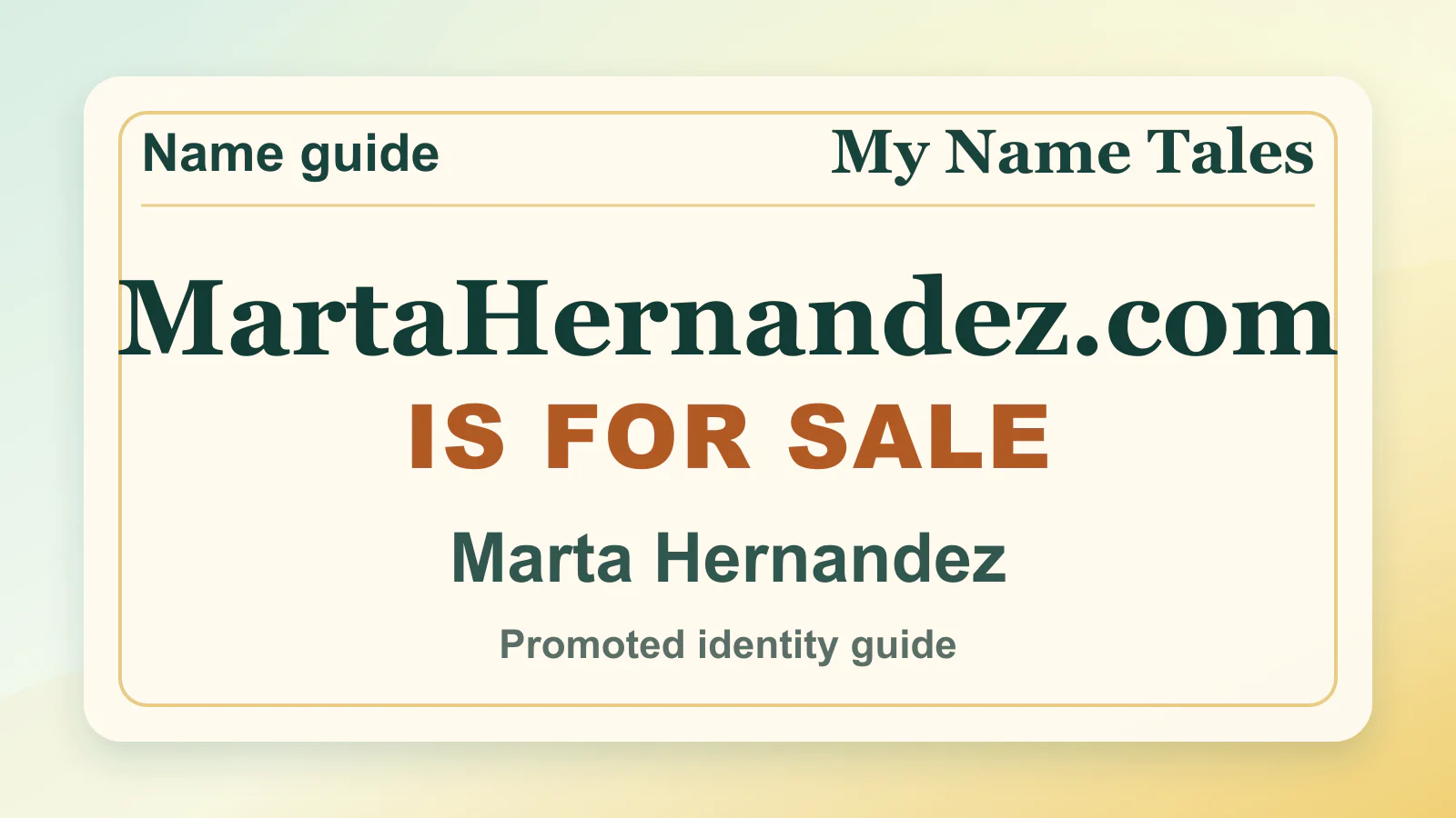 Marta Hernandez personal name guide thumbnail on My Name Tales