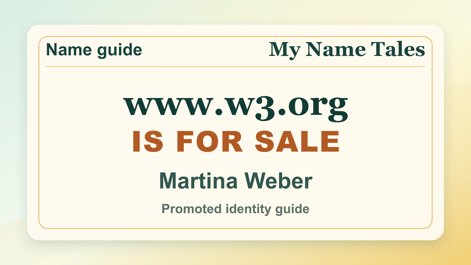 Martina Weber identity guide image — MartinaWeber.cv is for sale