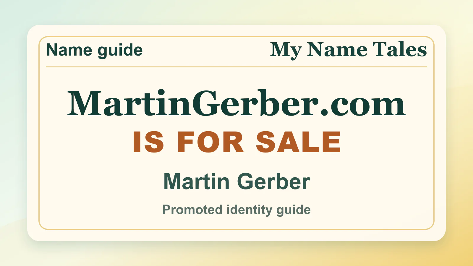Martin Gerber personal name guide thumbnail on My Name Tales