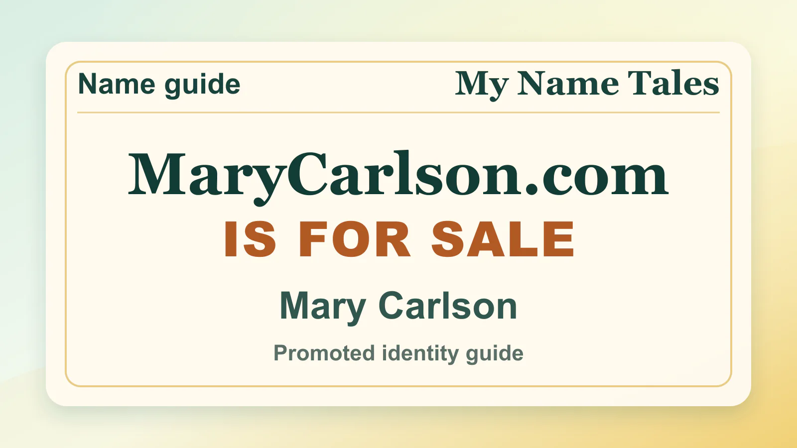 Mary Carlson personal name guide thumbnail on My Name Tales