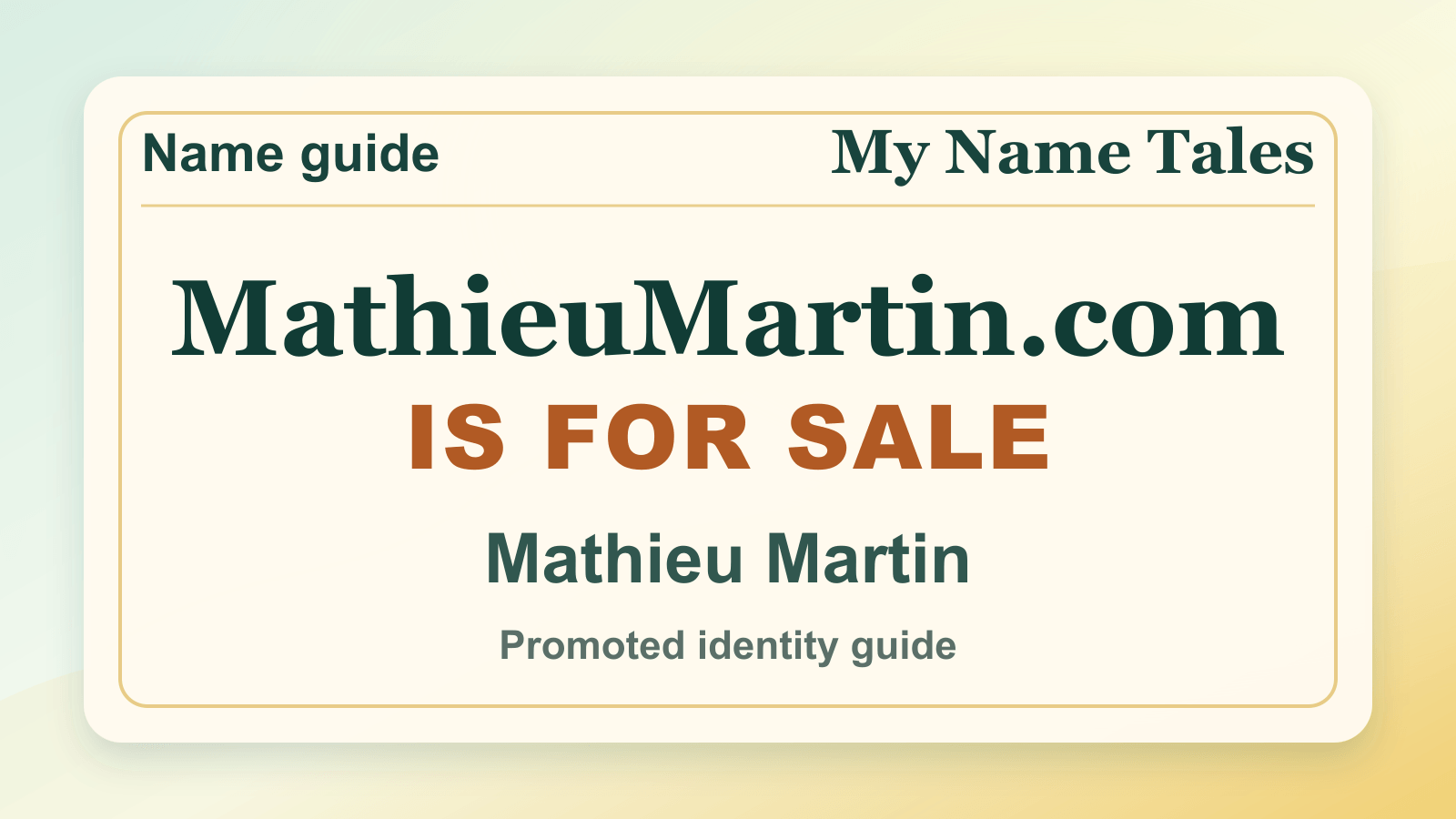 Mathieu Martin identity guide image — MathieuMartin.com is for sale