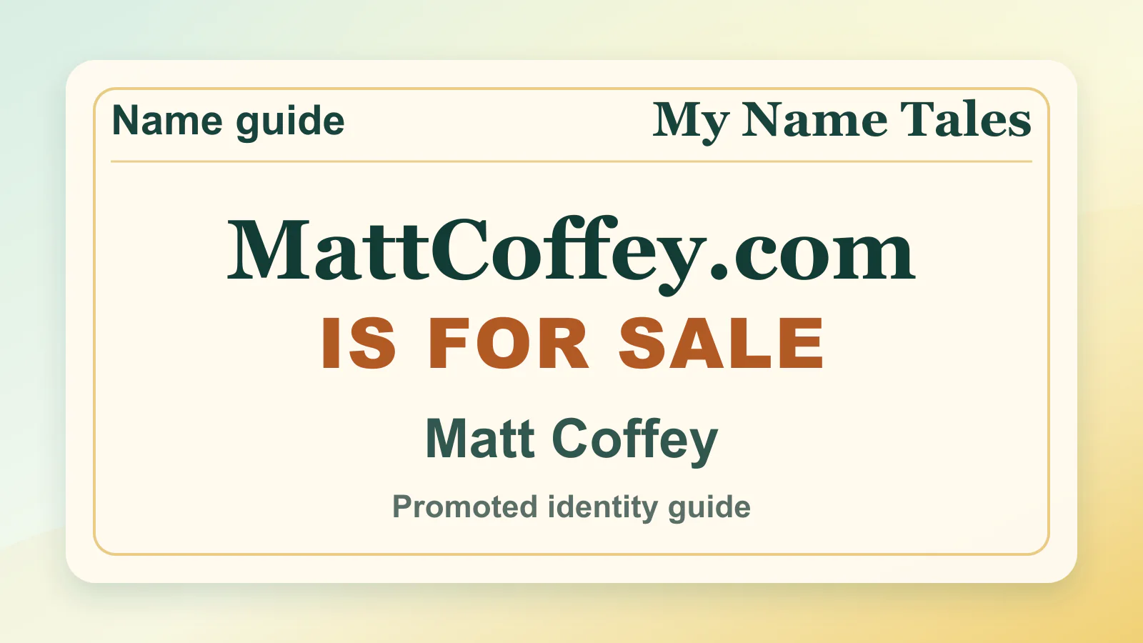 Matt Coffey personal name guide thumbnail on My Name Tales