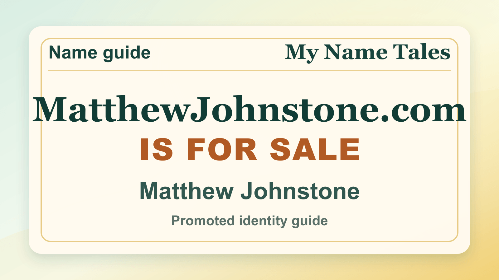 Matthew Johnstone identity guide image — MatthewJohnstone.com is for sale