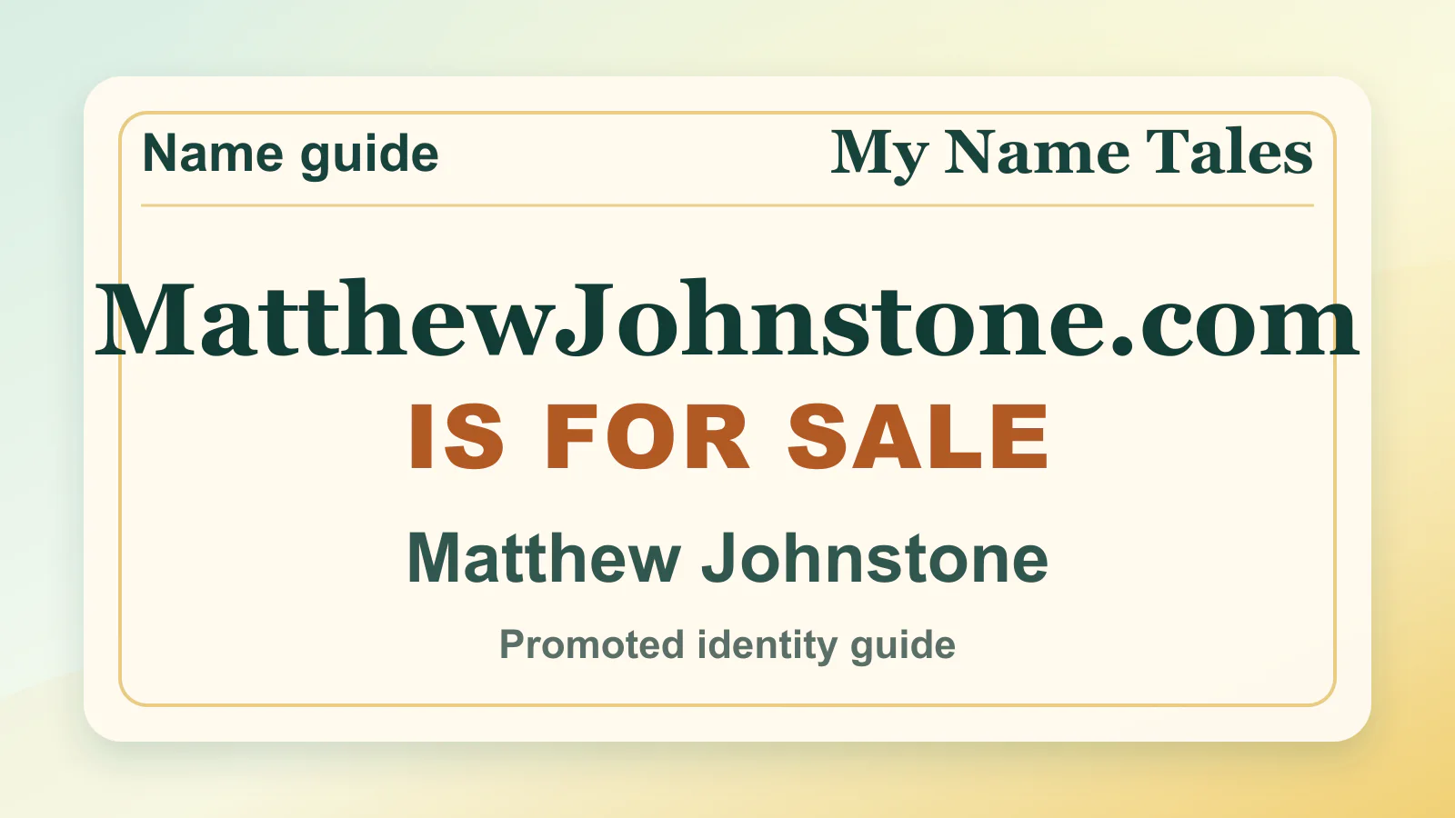 Matthew Johnstone personal name guide thumbnail on My Name Tales