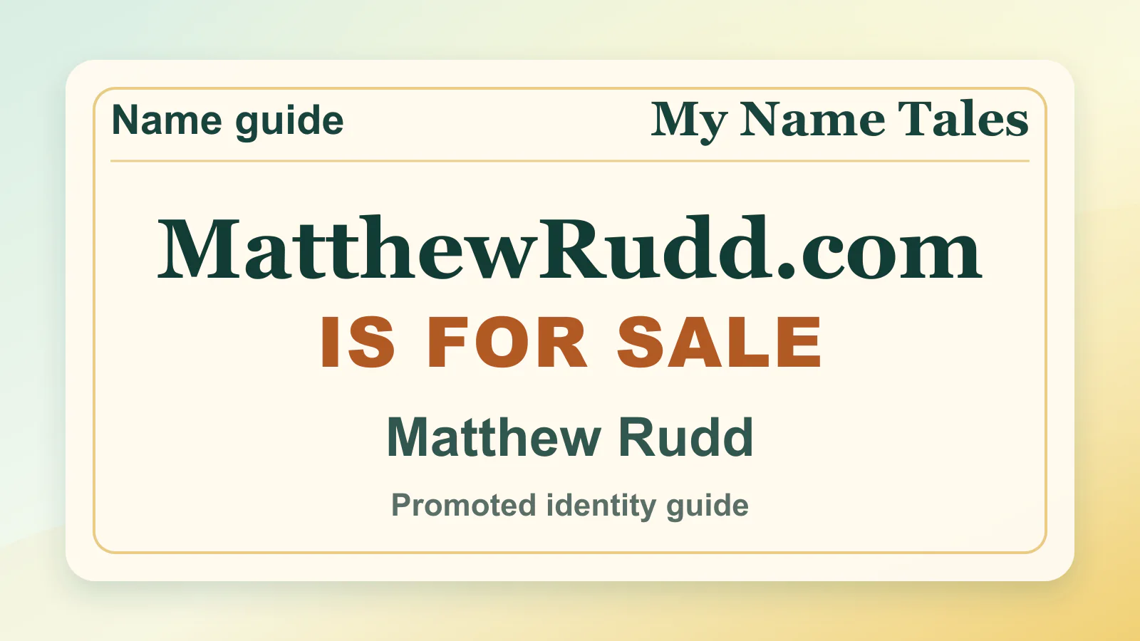 Matthew Rudd personal name guide thumbnail on My Name Tales