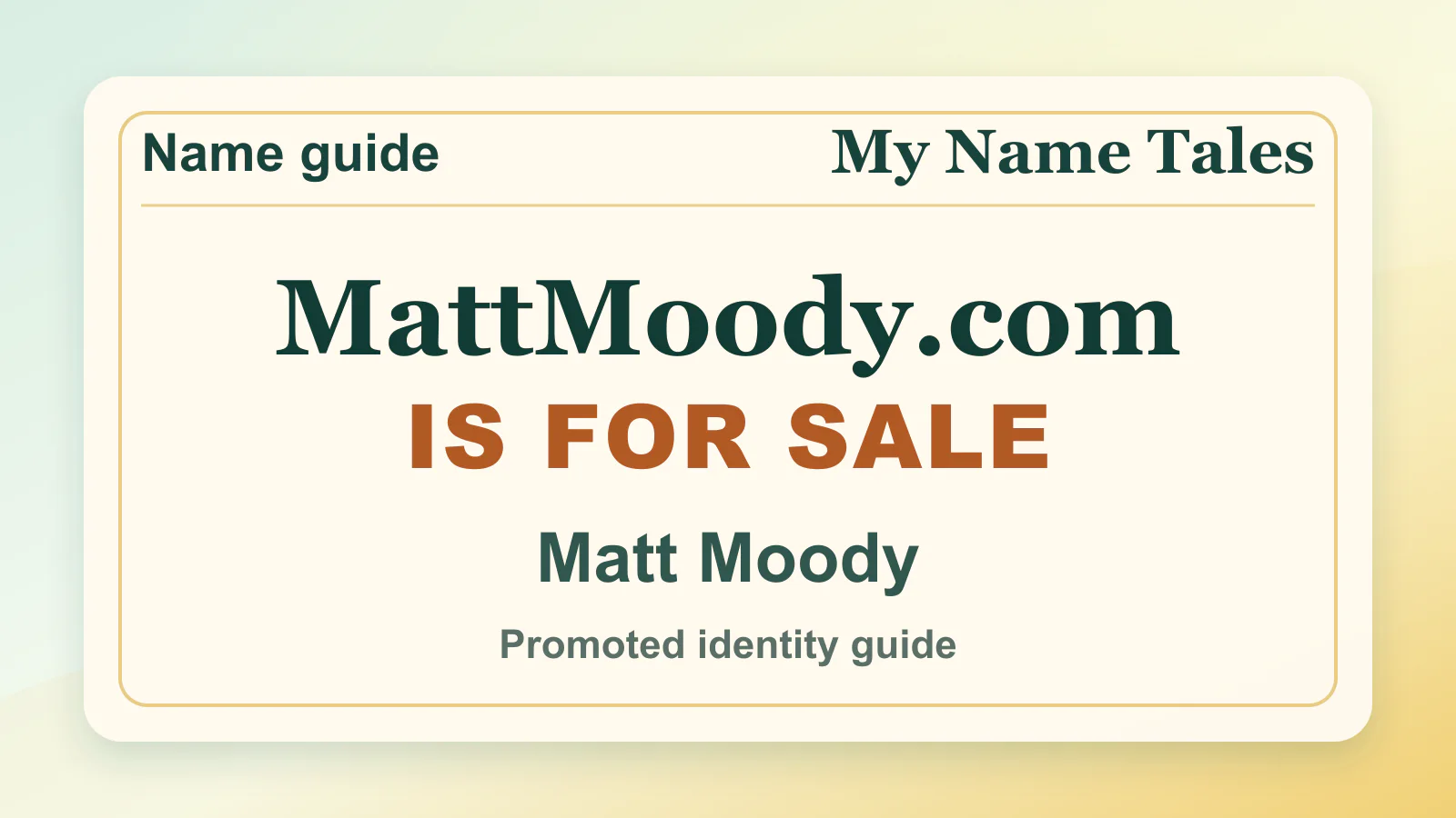 Matt Moody personal name guide thumbnail on My Name Tales