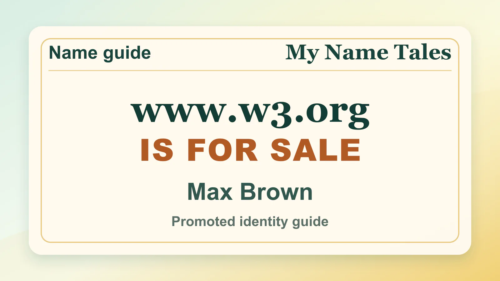 Max Brown personal name guide thumbnail on My Name Tales
