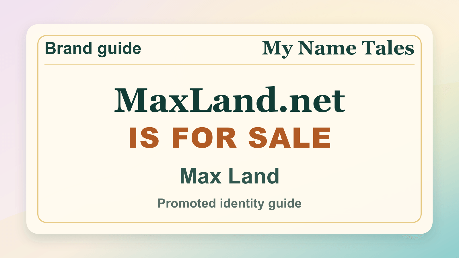 Max Land identity guide image — MaxLand.net is for sale