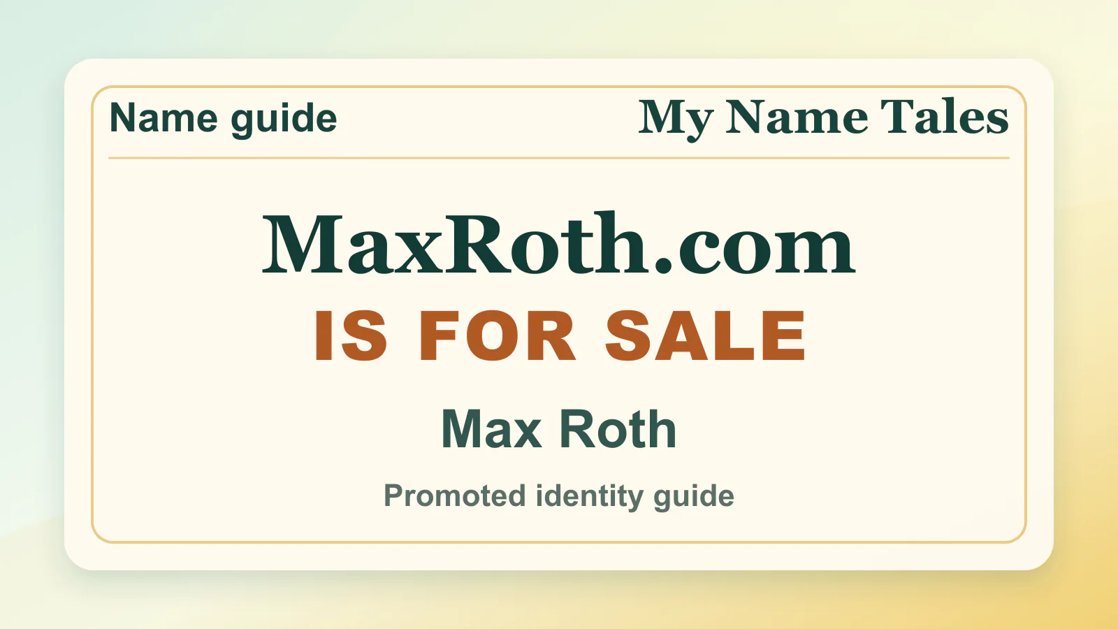 Max Roth personal name guide thumbnail on My Name Tales