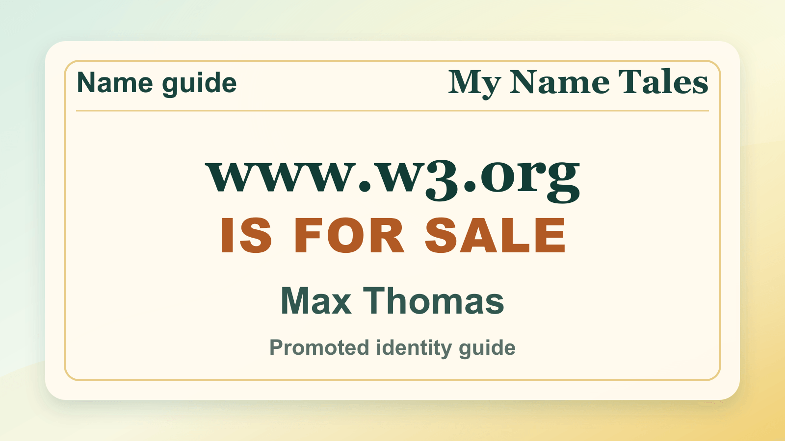 Max Thomas identity guide image — MaxThomas.org is for sale