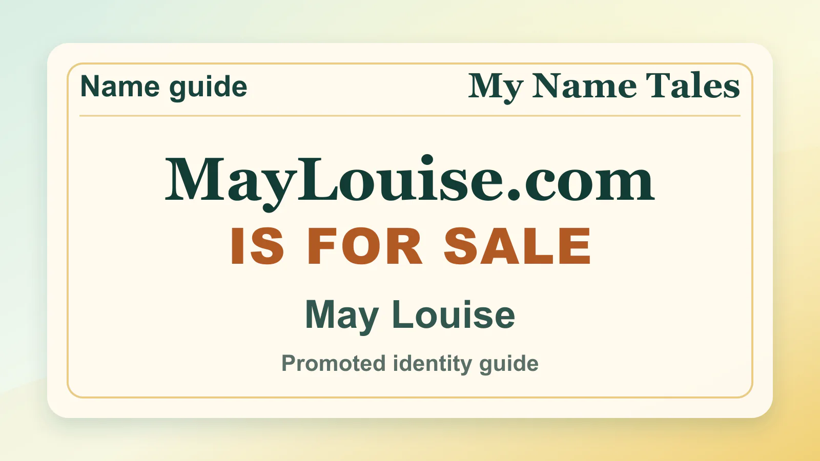 May Louise personal name guide thumbnail on My Name Tales