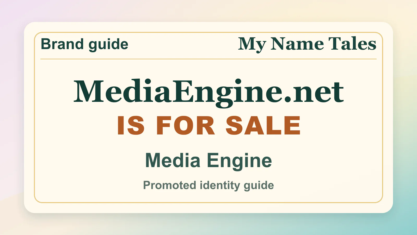 Media Engine brandable domain guide thumbnail on My Name Tales