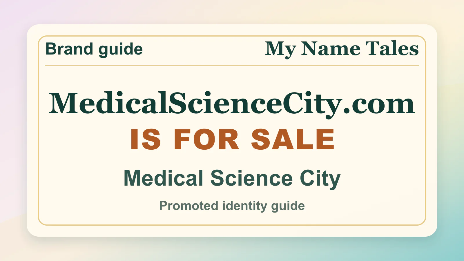 Medical Science City brandable domain guide thumbnail on My Name Tales