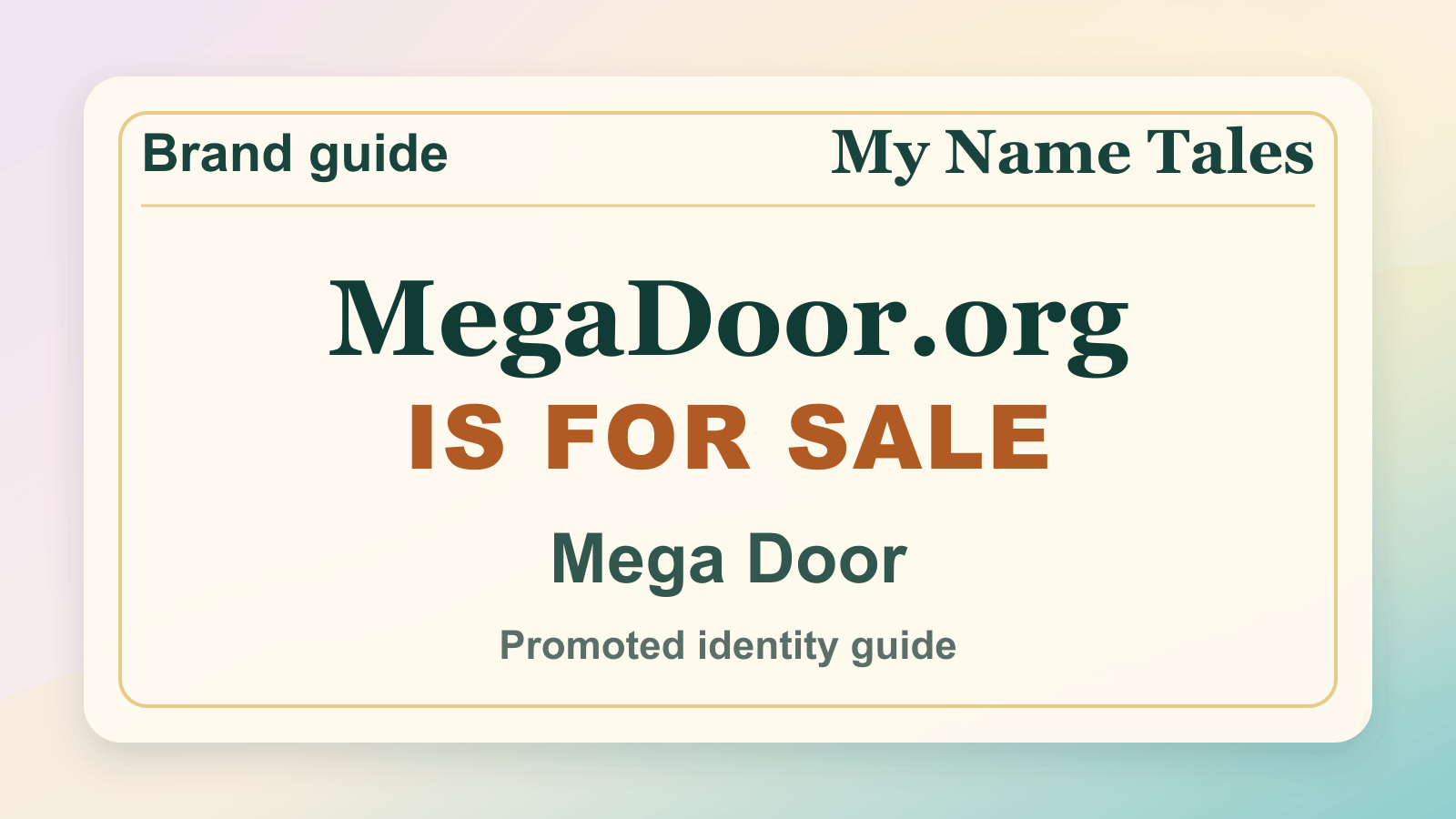 Mega Door identity guide image — MegaDoor.org is for sale