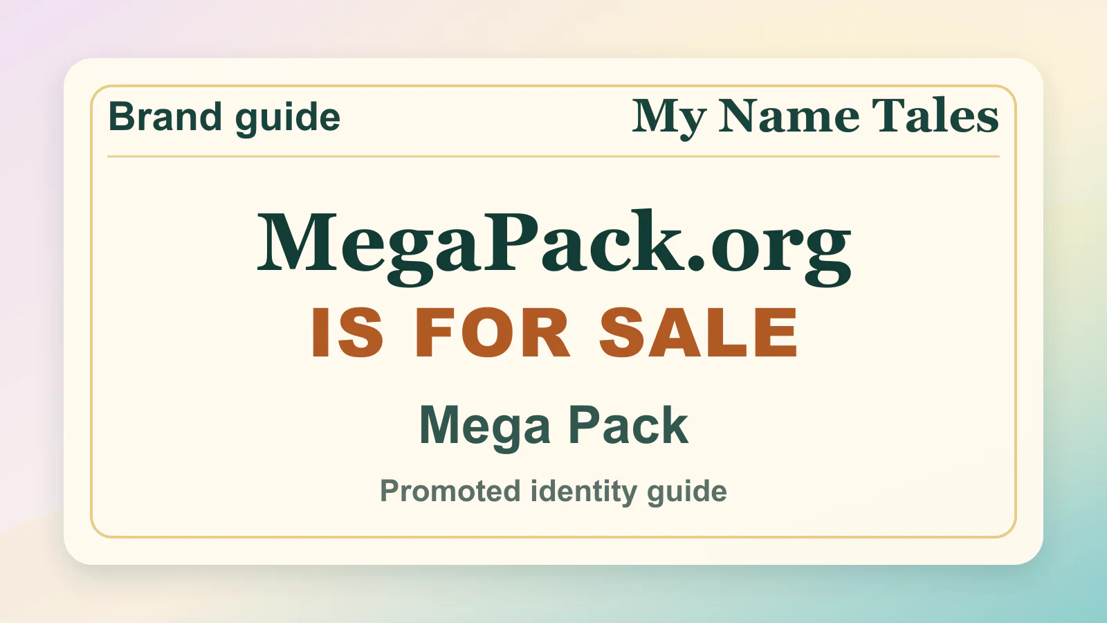 Mega Pack brandable domain guide thumbnail on My Name Tales