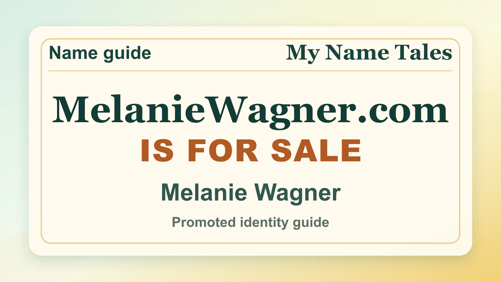 Melanie Wagner personal name guide thumbnail on My Name Tales