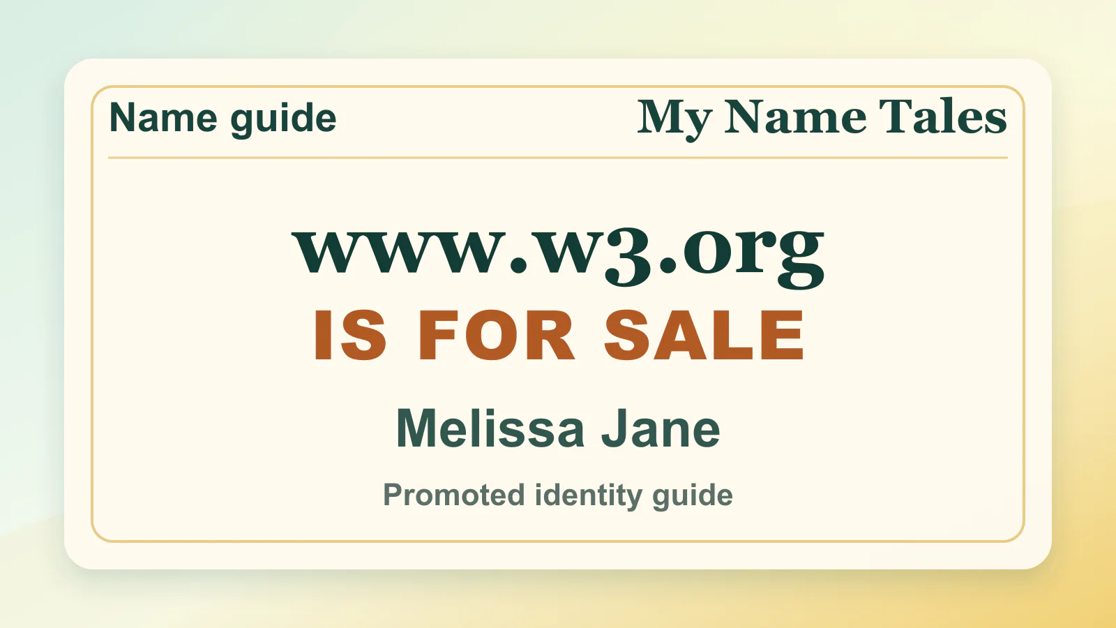 Melissa Jane personal name guide thumbnail on My Name Tales
