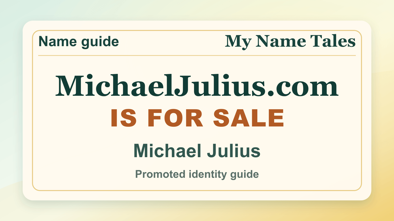 Michael Julius identity guide image — MichaelJulius.com is for sale