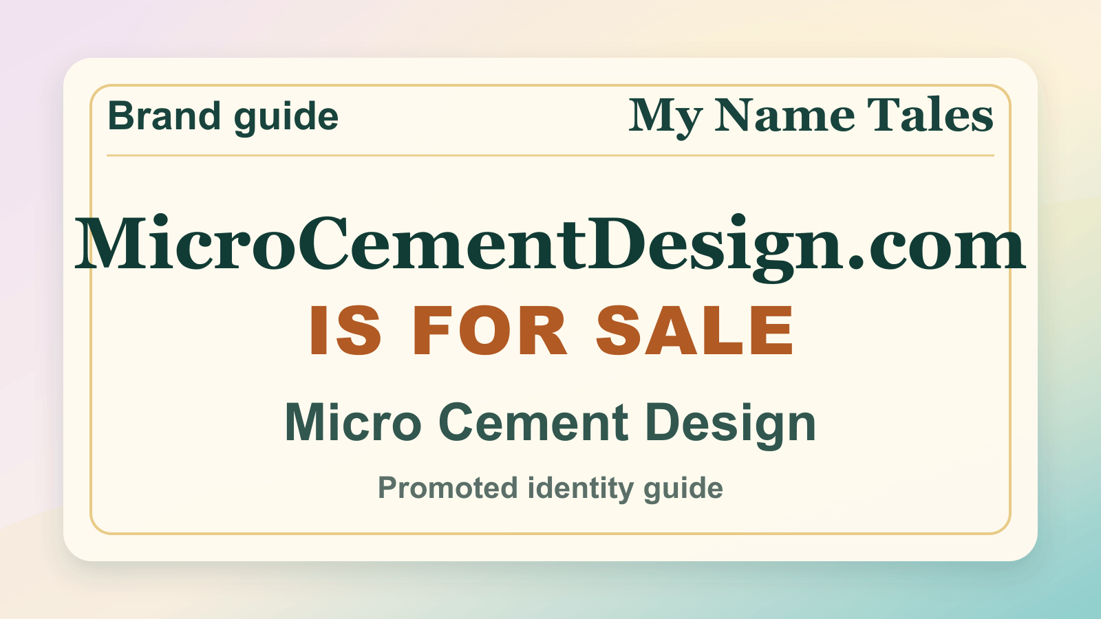 Micro Cement Design identity guide image — MicroCementDesign.com is for sale