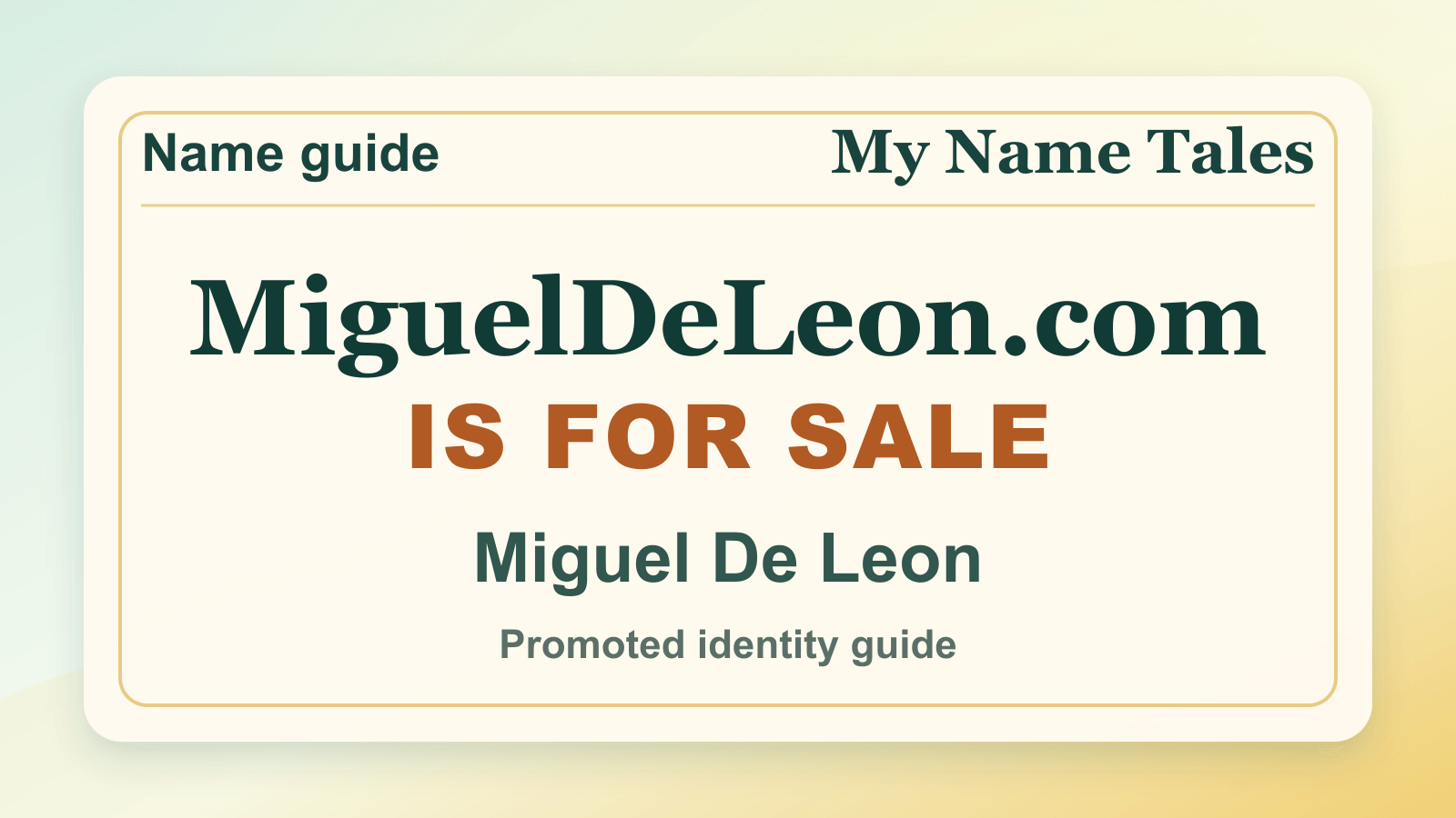 Miguel De Leon identity guide image — MiguelDeLeon.com is for sale