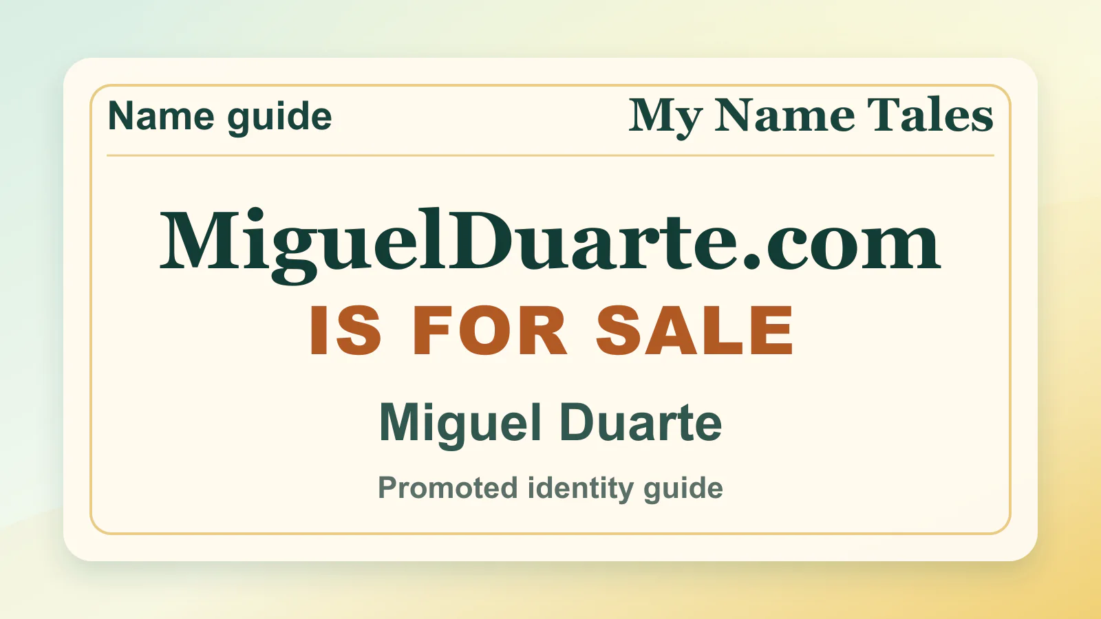Miguel Duarte personal name guide thumbnail on My Name Tales